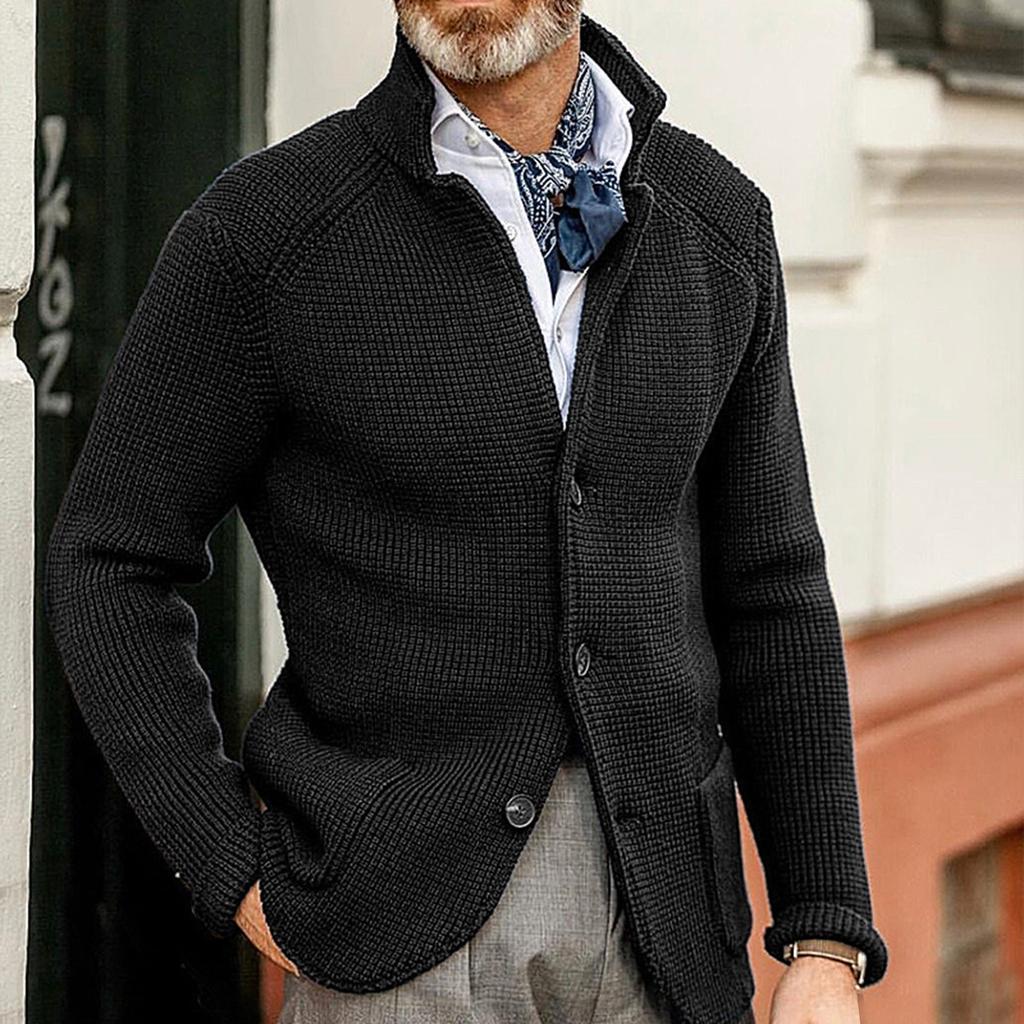 Autumn And Winter Men's Fashion Loose Cardigan Warm Lapel Hooded Jacket Sweater