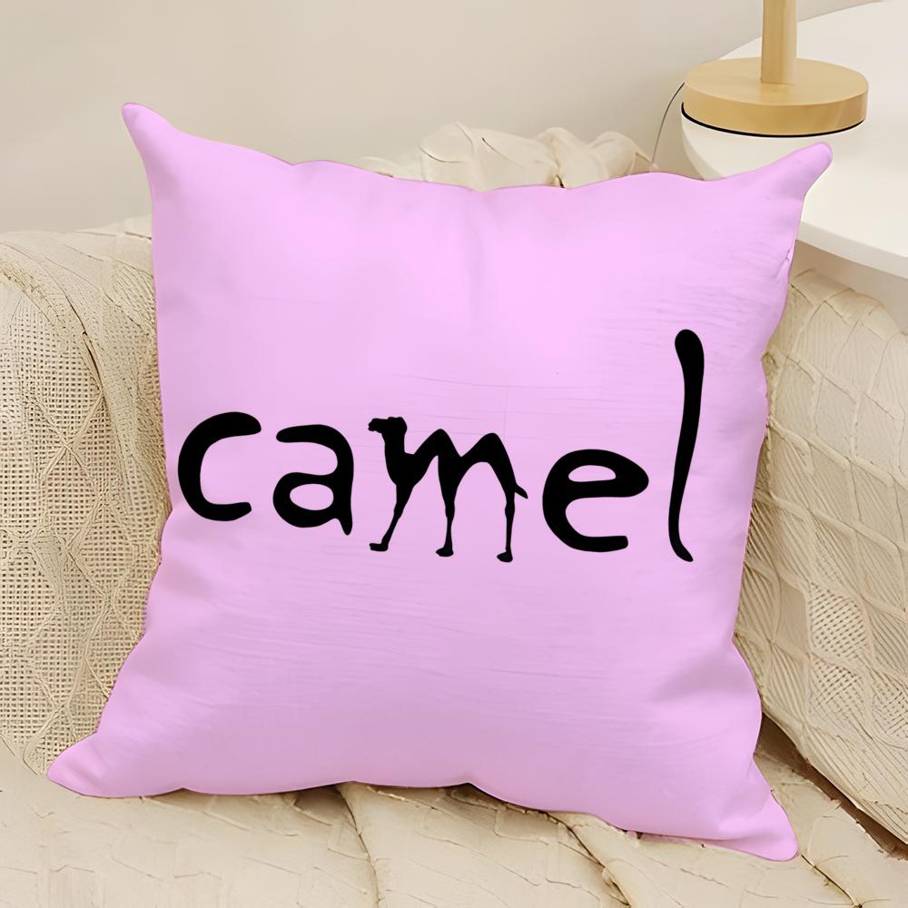 Classic Vintage Camel Pillow Case Natural Linen Double-Sided Printing Sofa Home Decor Cushion Cover