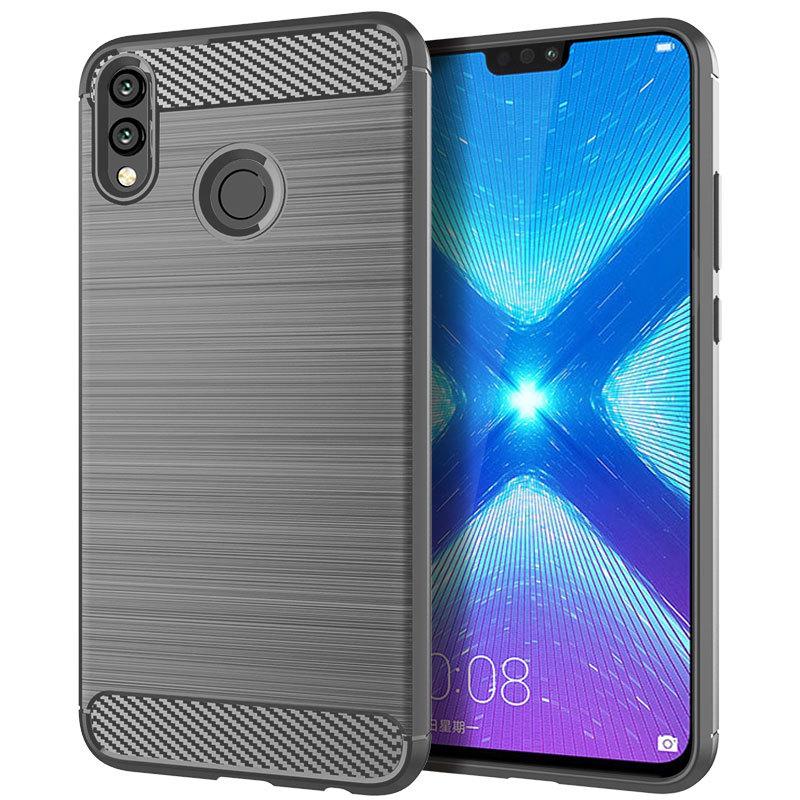 Матовый силиконовый чехол для Honor 8X, ТПУ, противоударный, из углеродного волокна, мягкая задняя крышка для Honor 8x, противоударный матовый чехол для Huawei