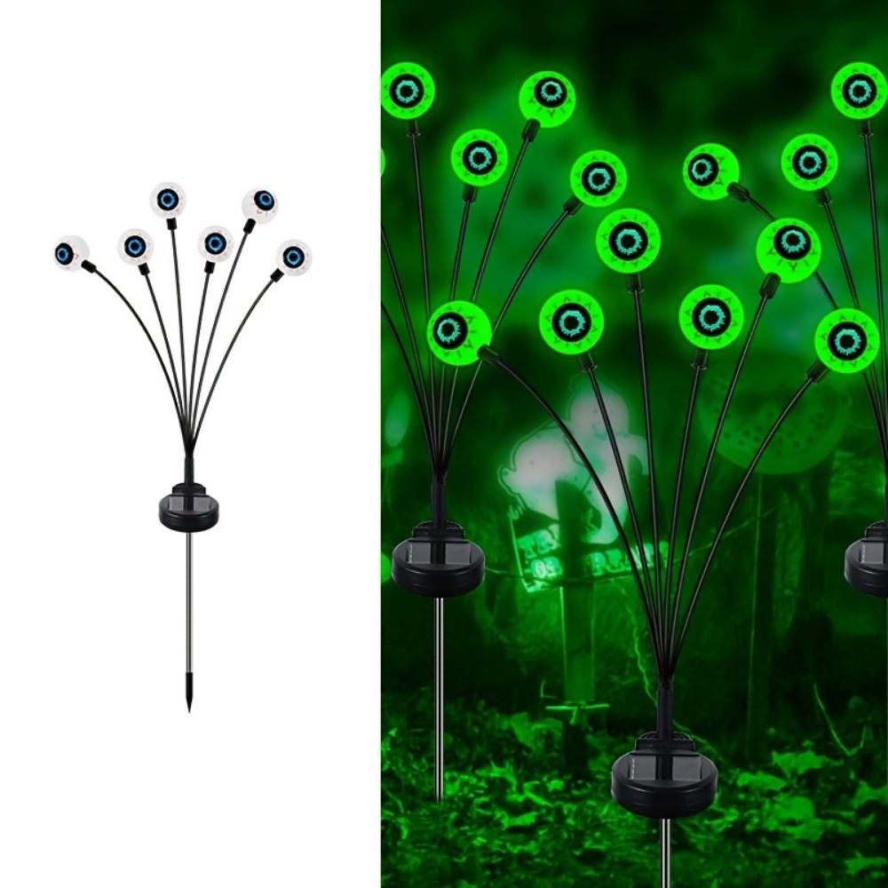 Ужасающий глазное яблоко Солнечный садовый светильник Хэллоуин Украшение Уличные качающиеся светлячки, Призрачные огни Солнечные для газона, террасы, украшения для вечеринки