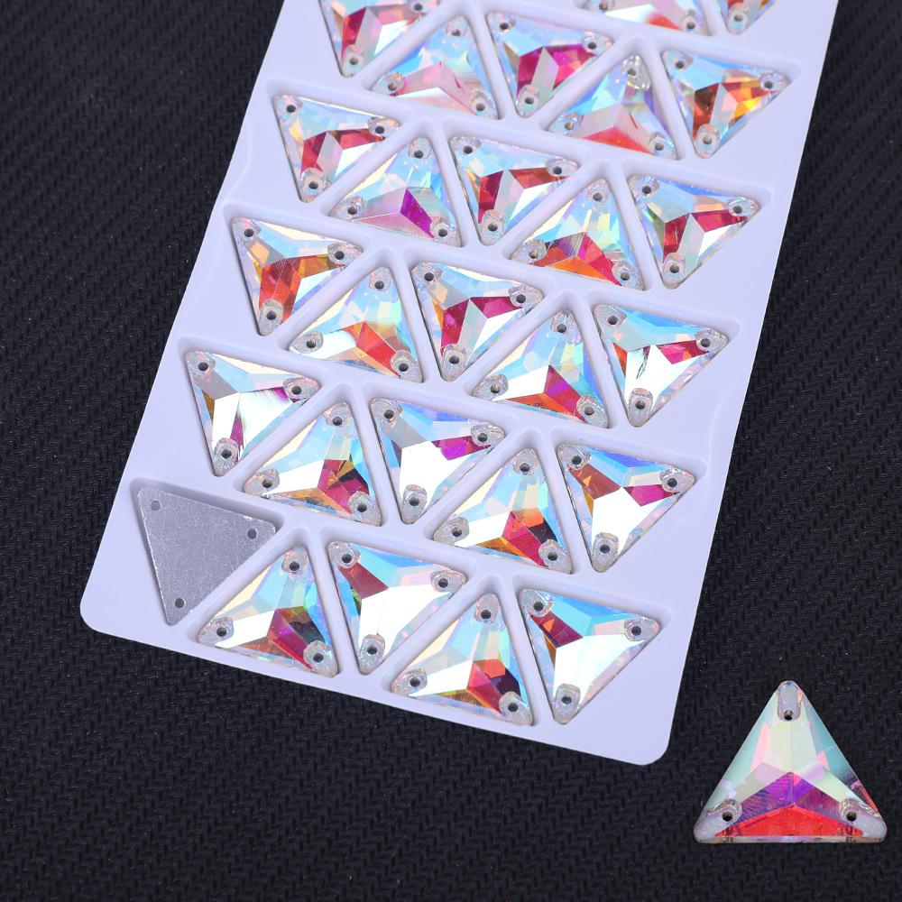 Треугольное стекло с плоским дном, пришивное, страз, белое, AB, пришивной стеклянный страз, высокая вспышка, кристалл-бриллиант для DIY, одежда со стразами