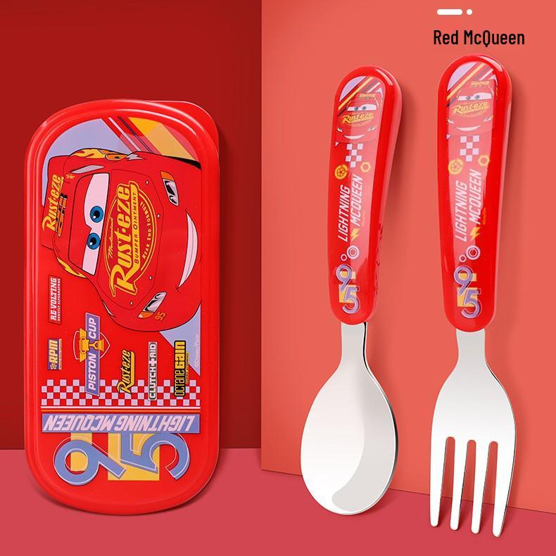 Мультяшная детская ложка для кормления из нержавеющей стали с портативной коробкой