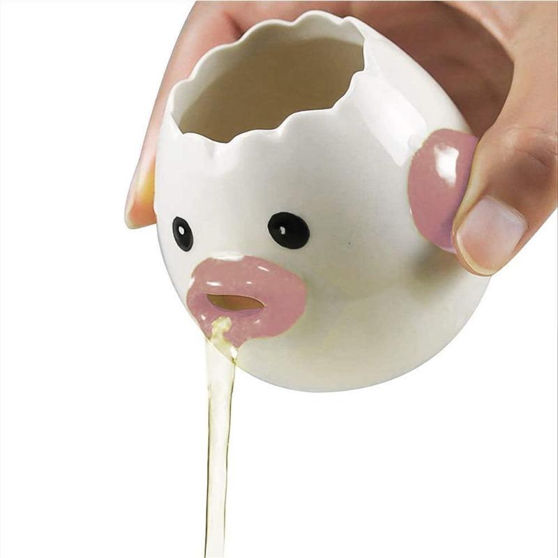 Мультяшный разделитель яиц, керамический разделитель яичного желтка и яичного белка, симпатичный фильтр в форме яйца, кухонный гаджет, помощник для выпечки