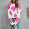 Женский свободный повседневный модный свитер с круглым вырезом и сердечком, вязаный свитер-рубашка