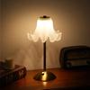 Romantic Bedside Flower Table Lamp Touch Control Cream Style Pastoral Country Light USB Rechargeable Metal Base Stepless Dimming