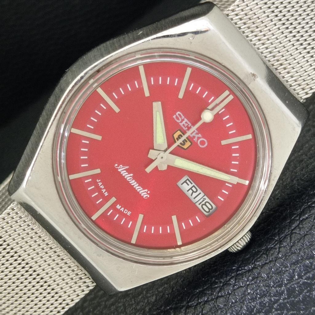 ВИНТАЖНЫЕ ЯПОНСКИЕ МУЖСКИЕ АВТОМАТИЧЕСКИЕ ЧАСЫ SEIKO 5 6309A С КРАСНЫМ ЦИФЕРБЛАТОМ a500842-5