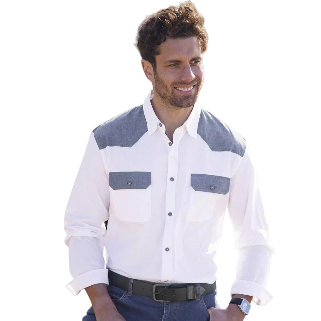 Atlas For Men Mens Western Contrast Panel Shirt
