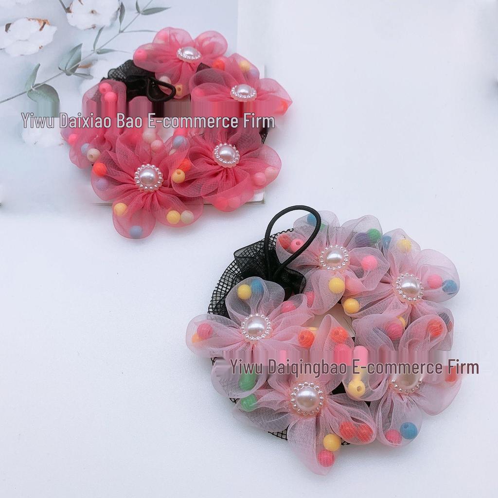 Детская жемчужная цветочная сетка для волос: Милый инструмент для укладки пучка для фестиваля и выступления