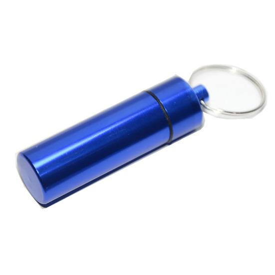 Portable Sealed Jar Keychain Screw Lid Aluminum Alloy Waterproof Flat Bottom Hanging Mini Tablet Pill Storage Bottle Container Holder Key Ring