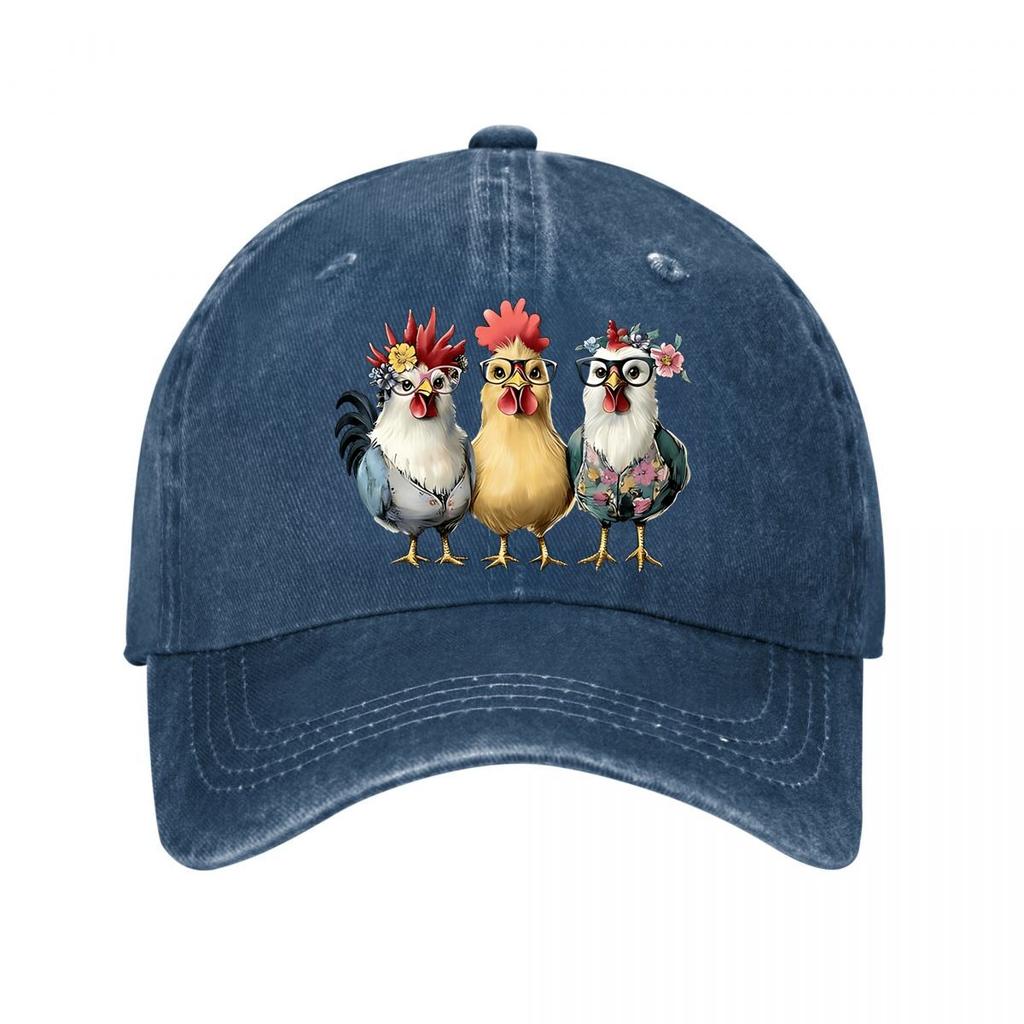 Vintage Cap With Cartoon Chickens New Vintage Washed Cotton Baseball Cap Parent Kids Sun Hats
