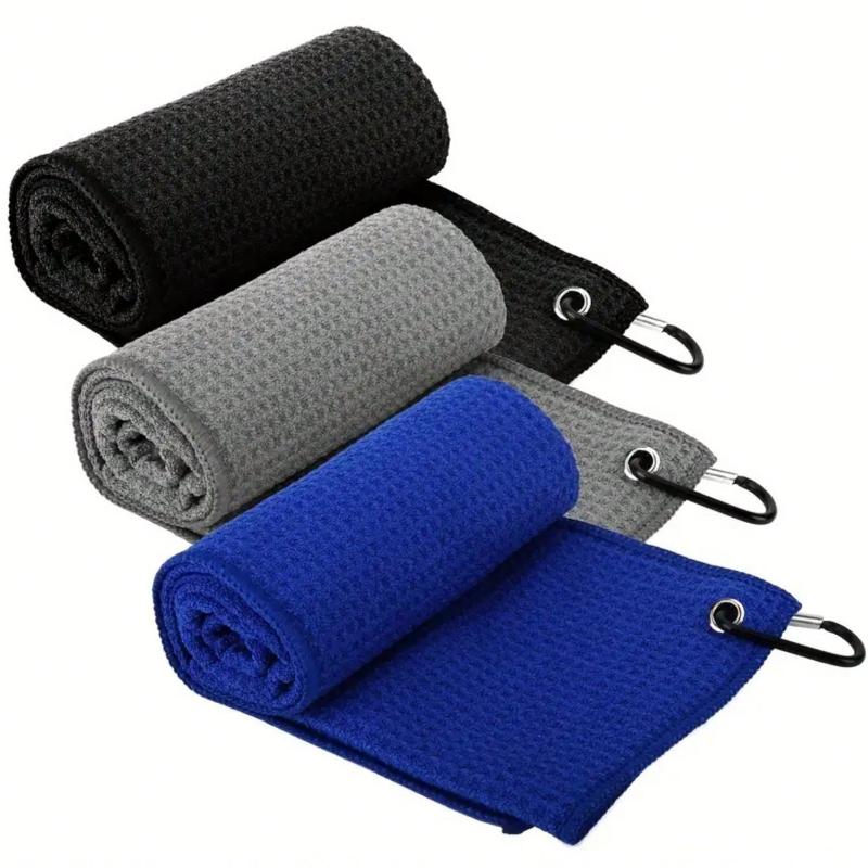 [Perfect Golf Club Cleaning Towel] 1pc Premium Waffle Pattern Golf Towel With Hook - Perfect For Cleaning Golf Clubs And Keeping Them In Top Condition