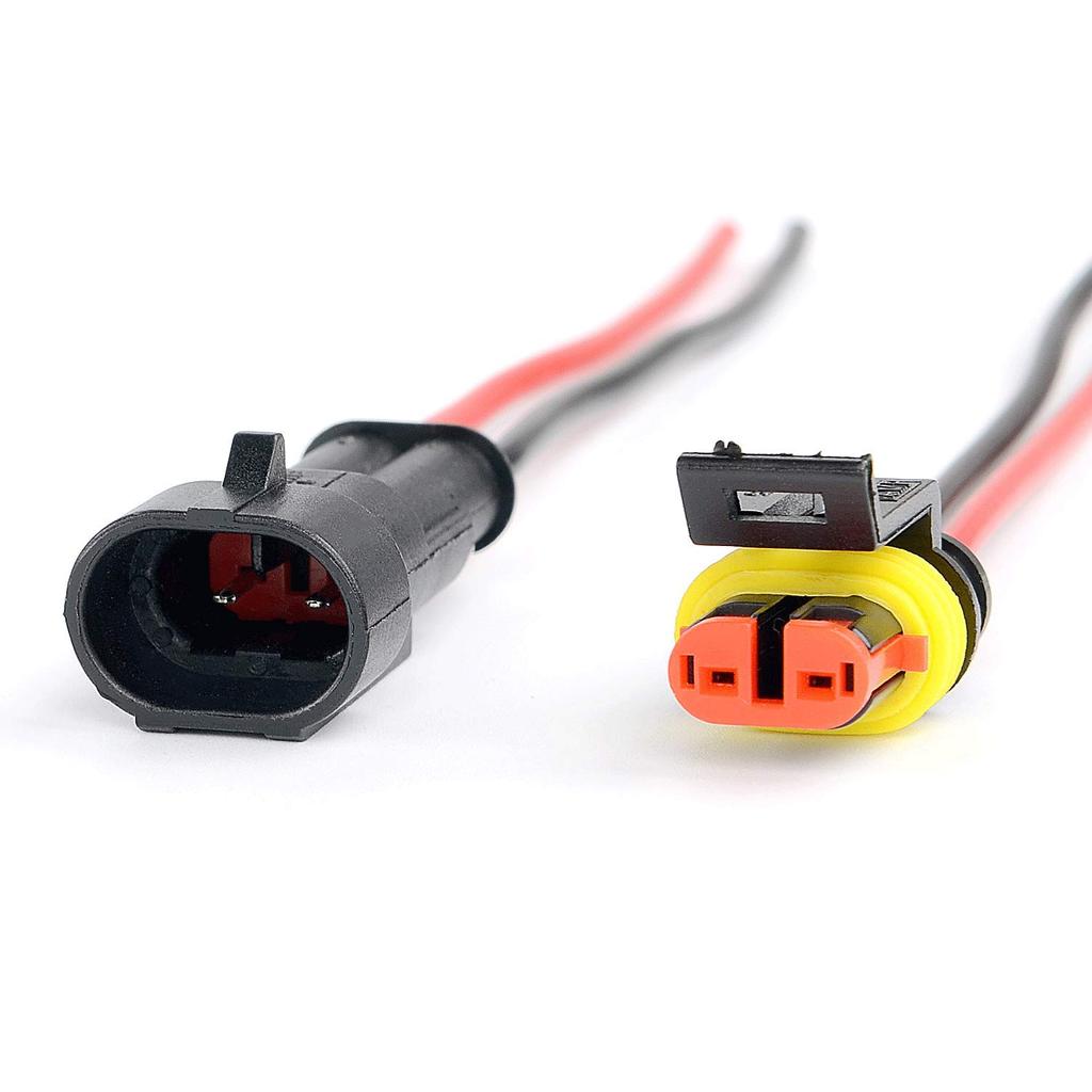 2 Pin Connector Waterproof Connector,Male and Female Way 16 AWG Wire Suitable for Car Truck, Boat and Other Wire Connection