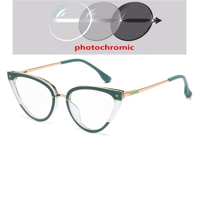 Зеленая оправа, анти-синий свет, кошачий глаз, очки по рецепту с цилиндром, Tr90, близорукие очки для женщин, от 0 до 0,5, 0,75 до -6