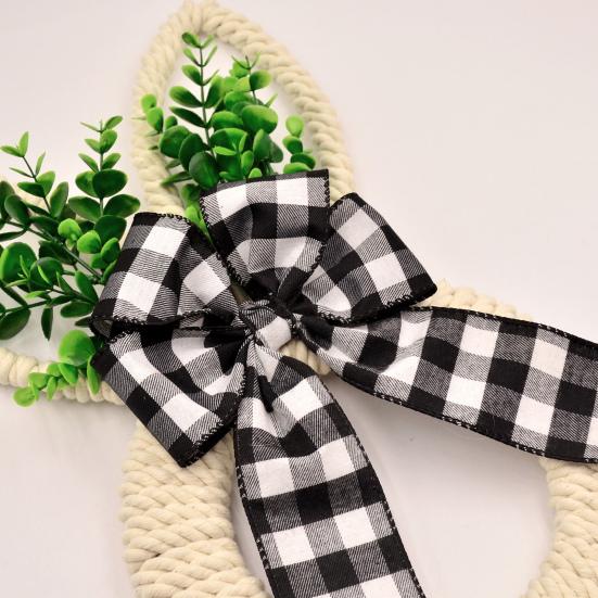 Пасхальный венок из пеньковой веревки, весенний венок с кроликом и бантом, пасхальная подвеска на дверь для фермерского дома, крыльца, двери, стены, окна