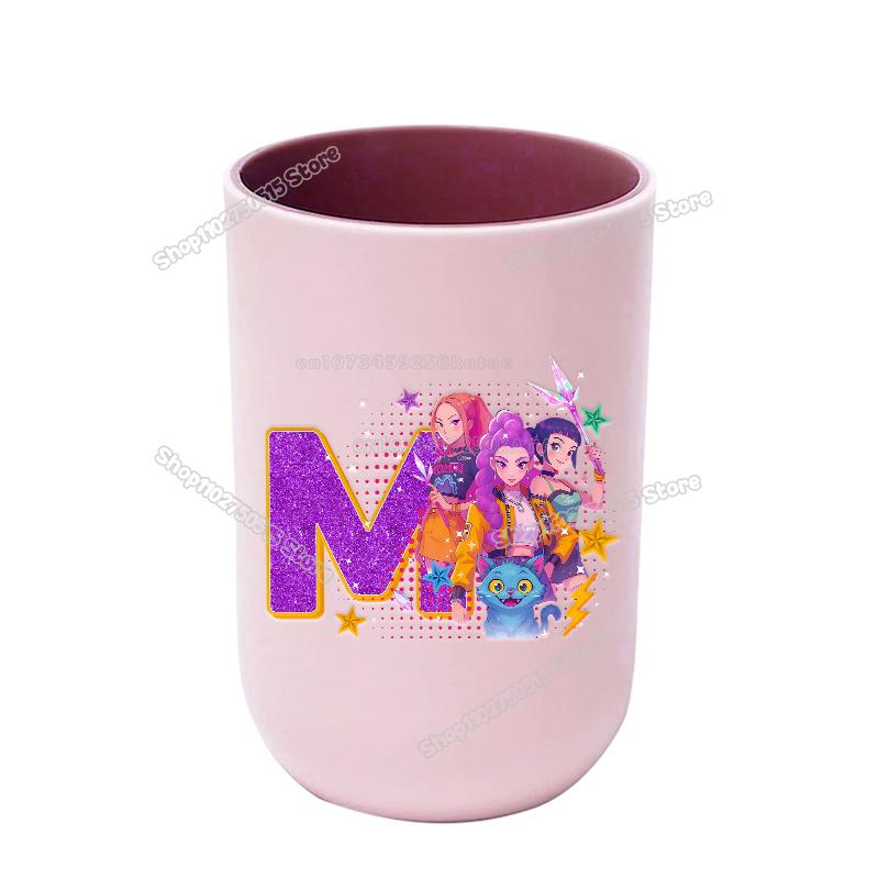 KPop Demon Hunters Letter A-Z Kids Toothbrush Cup Rumi Mira Zoey Girl Washing Mouth Mugs Water Cup Bathroom Toothbrush Holder
