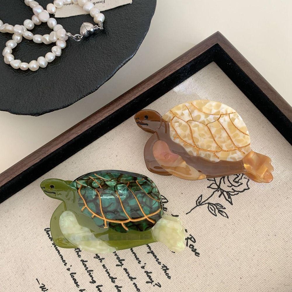 Заколка для волос в виде животного с уксусной кислотой, морское существо, большая акула, модная ацетатная черепаха, коготь для волос, женская