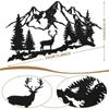 Metal Deer Wall Art - Forest and Mountain Deer Design, Iron Art for Cabin Decor, Wall Decoration, and Wall Sticker