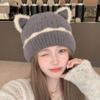 Сохраняйте тепло, вязаная шерстяная шапка, утолщенная вязаная шапочка, милая шапочка с кошачьими ушками для девочек