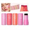 Jelly Powder Blusher for Lazy People, Long-lasting Color Development, Moisturizing and Shimmering Rouge, Powder Blusher Stick