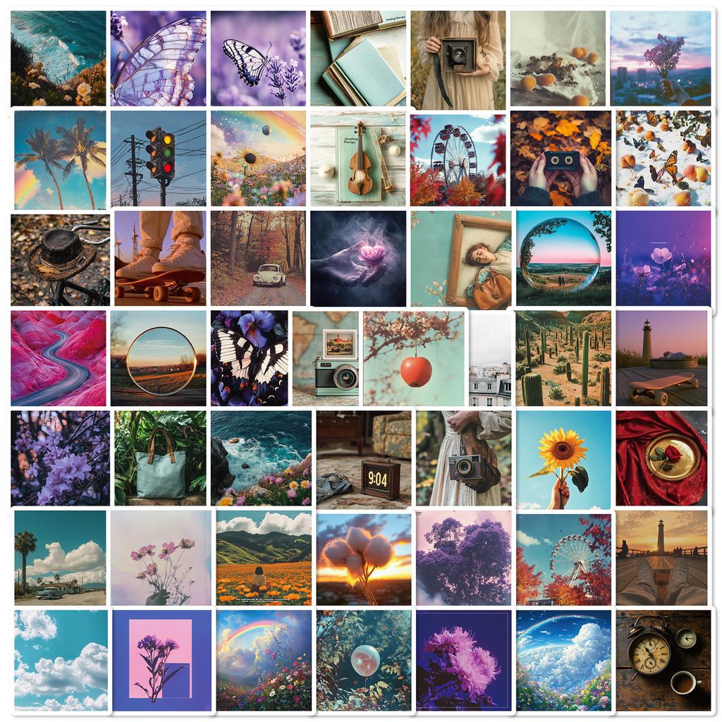 50 Летние Маленькие Прозрачные Пейзажные Картинки Граффити Креативные Наклейки Сделай Сам Багаж Автомобиль Декоративные Наклейки