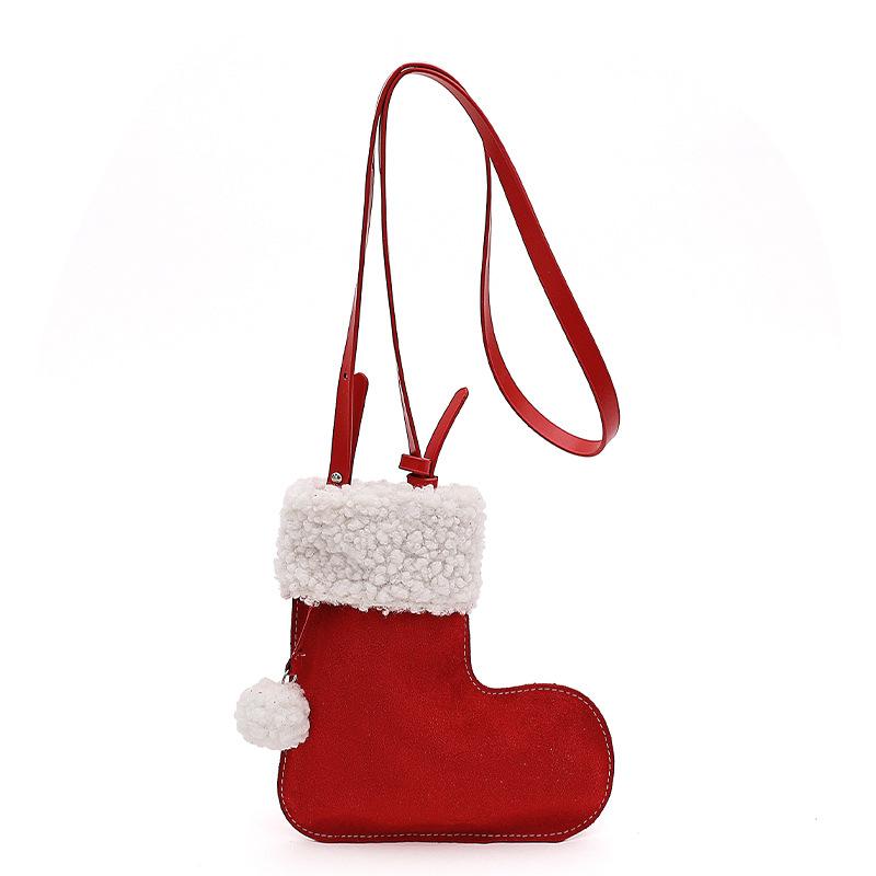 Simple Korean Style Suede Crossbody Bag LambWool Fluffy Lamb Fur Bag Purse Wallet Travel Plush Boot Bag Outdoor