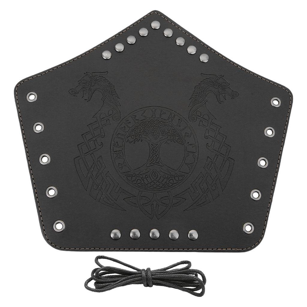 Medieval Wristband Men Cosplay Totems Embossed Bracer Gauntlet for Men Cosplay PU Wristband for Photoshoots and Stage