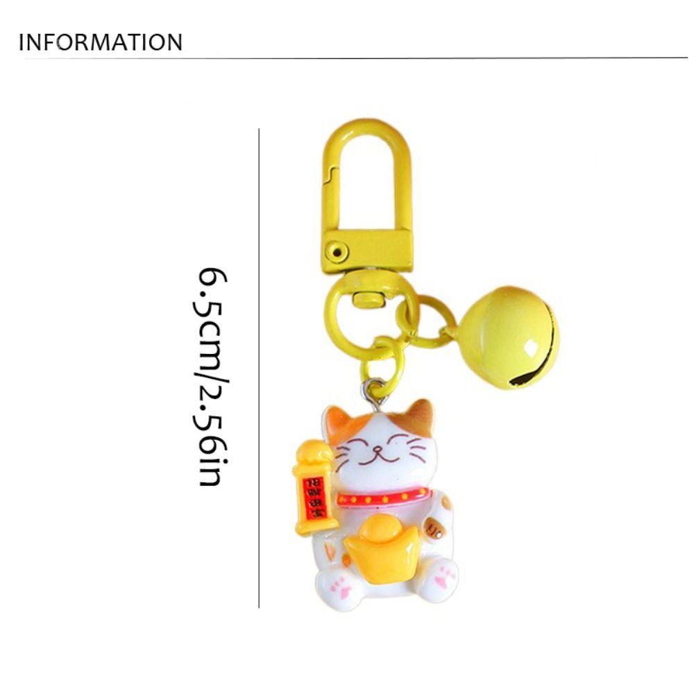Kawaii Maneki-neko Keyring Mini Fortune Cat Pendant Fashion Plutus Cat Keychain  Backpack Decor