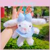 Cute Sequin Bow Plaid Scarf Rabbit Cartoon Plush Toy Bag Pendant For Gift