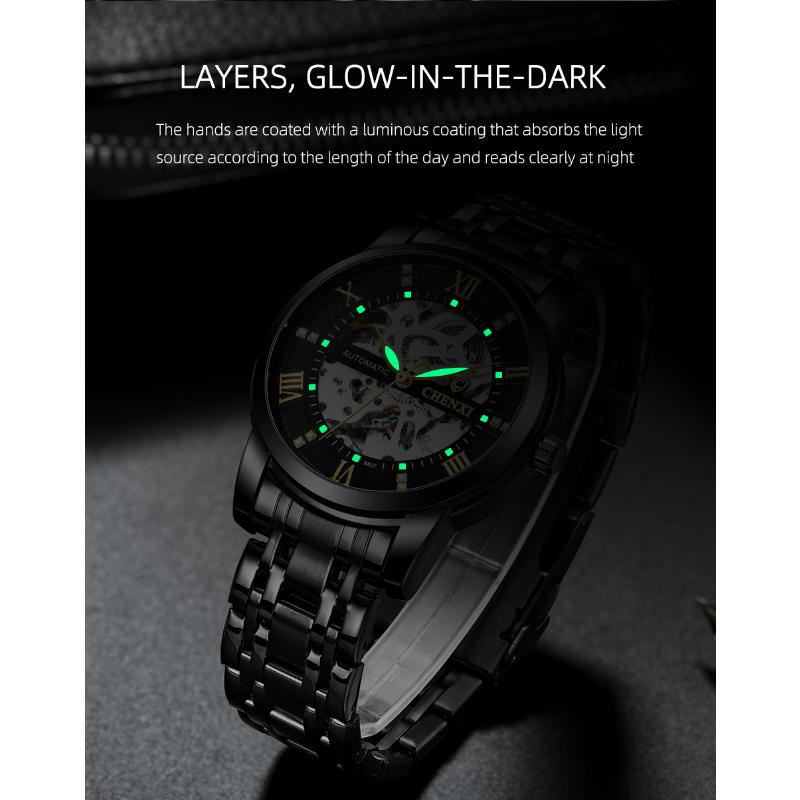 Chenxi Новые мужские часы скелетон механические автоматические часы для мужчин классические водонепроницаемые наручные часы из нержавеющей стали