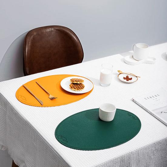 Овальная подставка под тарелку, теплоизоляционная подкладка для обеденного стола, подставка из искусственной кожи, водонепроницаемая, защищает столешницу от царапин и пролитых жидкостей, для домашнего декора стола