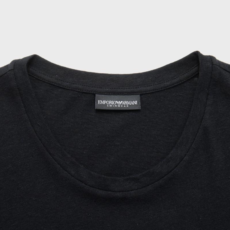 Emporio Armani Мужская футболка с принтом логотипа SS24, круглый вырез, черная 211818-3R485-00020