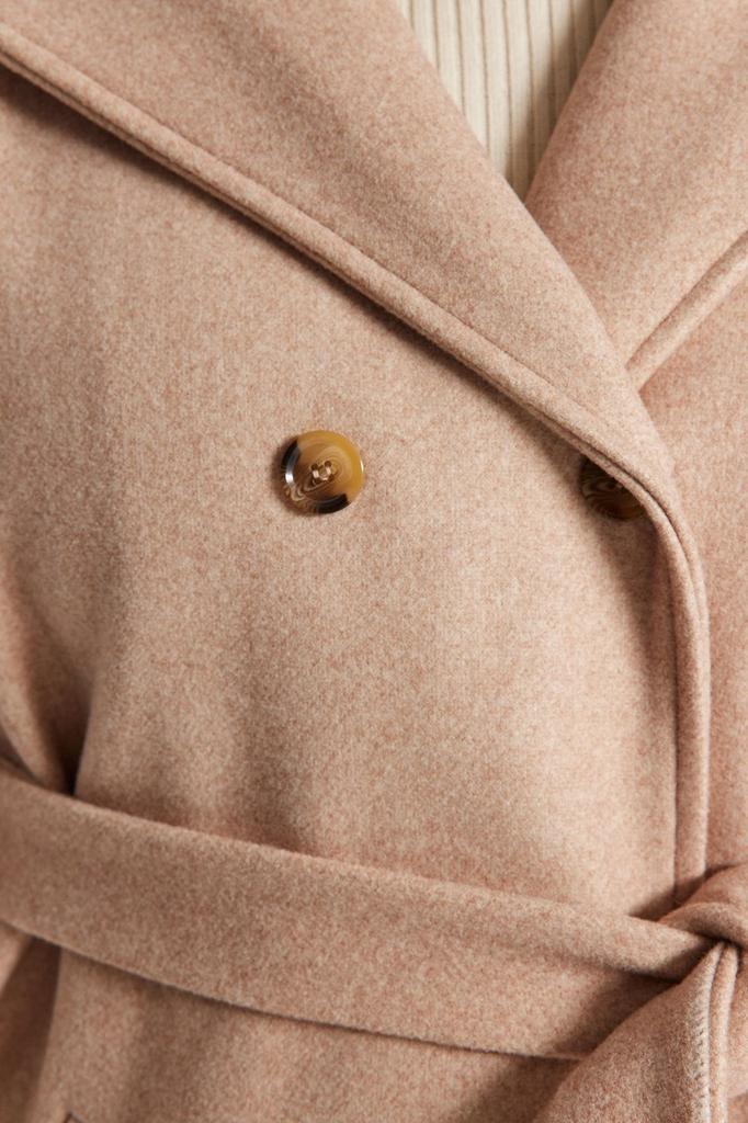 Women's Style Plus Size Stone Belted Double Breasted Closure Coat