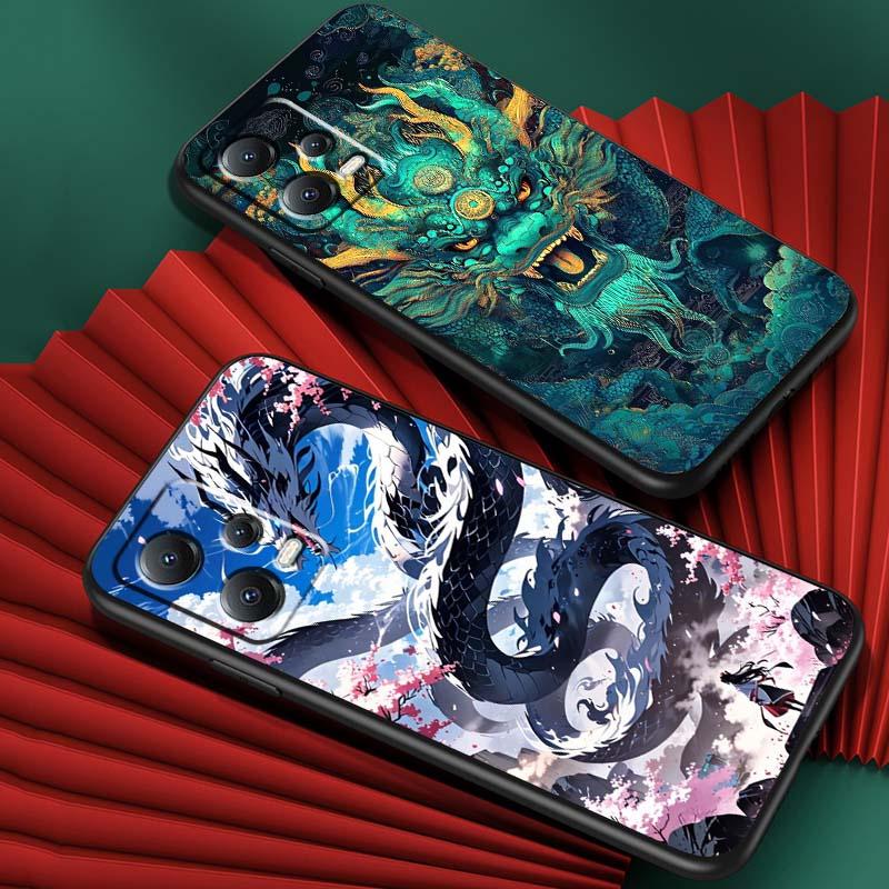 Чехол для телефона с дизайном дракона в стиле аниме для Xiaomi Redmi Note 15 14 13 12 12S 11E 11 11S Pro Plus 4G 5G, черный, мягкий ТПУ