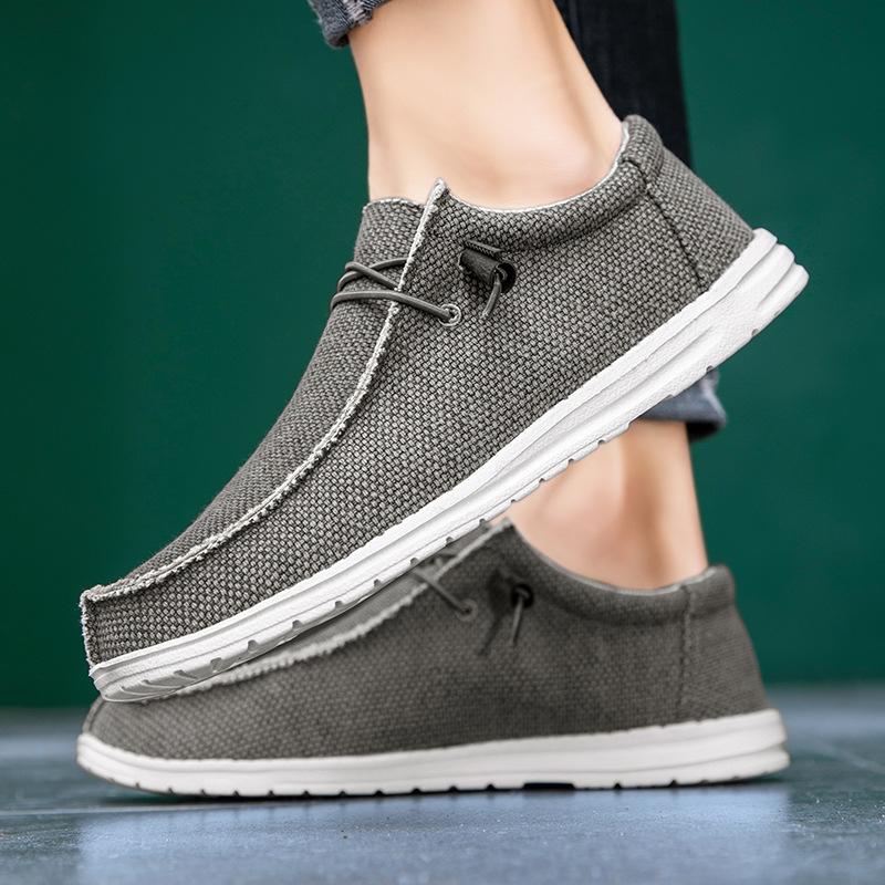 Осенне-зимние туфли-лоферы большого размера с мягкой подошвой и легкой амортизацией, мужская повседневная обувь из парусины, тканевая обувь Tide