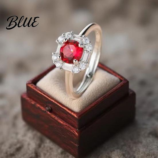 Wear-resistant Jewelry Set Red Zircon Love Heart Rhinestone Necklace Stud