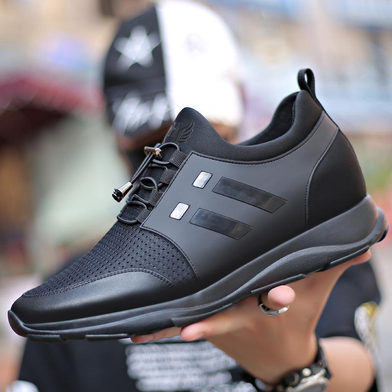 Осенние дышащие мужские туфли с невидимой внутренней платформой, увеличивающей рост, 6 см, спортивная и повседневная обувь, кожаные туфли, большой размер, мужская обувь 4748