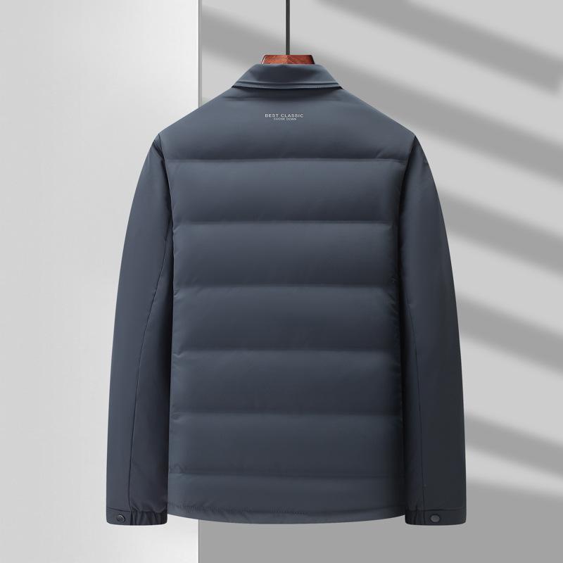 Зимняя новая мужская куртка-пуховик с короткими лацканами, деловая повседневная белая куртка на гусином пуху, мужская куртка