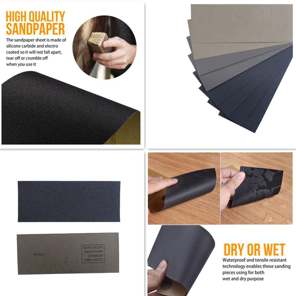 90X 15 Kind Wet Dry Sandpaper 80 -3000 Grit 9x3.6'' Abrasive Paper Sheet Sanding