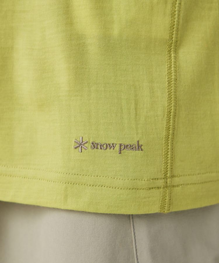 Snow Peak Merino Wool Long Sleeve Light Size Cut and and T-Shirt SW-25AU015, Green, M, Sewn, Men's Women's