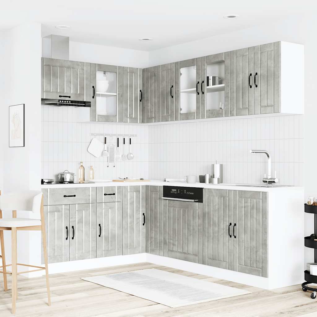 11 Piece Kitchen Cabinet Set Lucca Concrete Grey Particleboard