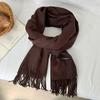 Scarf Women's Winter High-end Sense New Imitation Cashmere Solid Color Versatile Warm Fringed Shawl Scarf