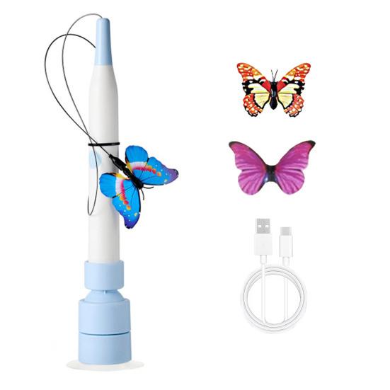Игрушка для кошек «Летающая бабочка», интерактивная электрическая игрушка для кошек, автоматическая дразнилка для кошек с вращающимся основанием на присоске для домашних кошек, веселье и упражнения