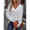 Autumn Y2K T-Shirt Vintage V-neck Tees Women Casual Long Sleeve Tops Loose Tshirt Streetwear Clothes Pullover T Shirt 29549