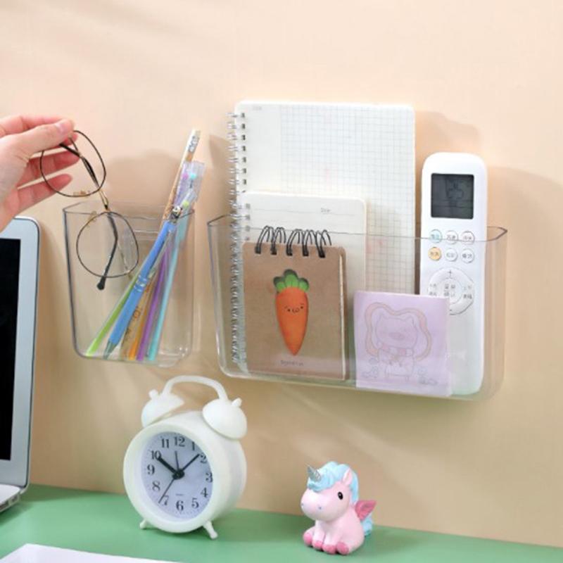 Прозрачный настенный ящик для хранения, настенный, без отверстий, прикроватные полки, органайзер, коробка