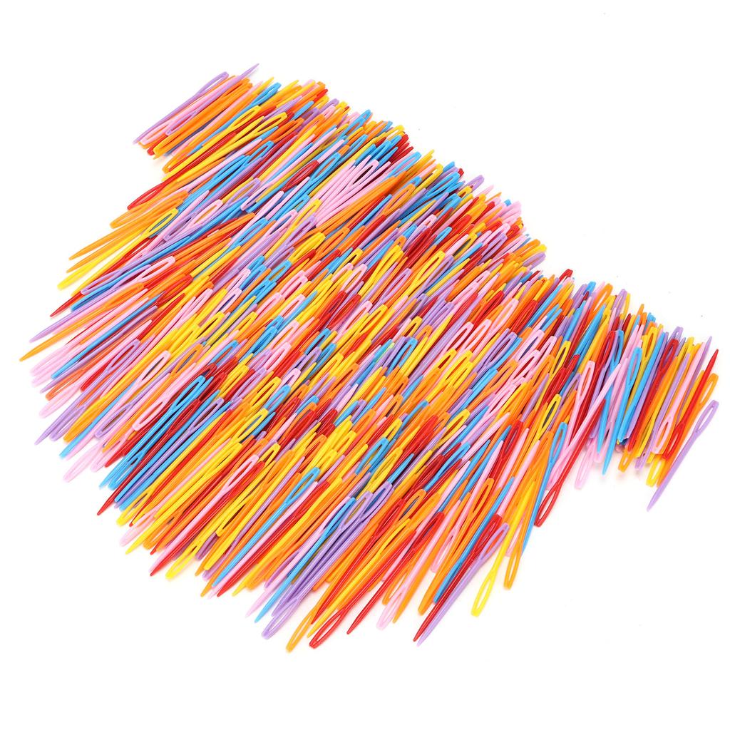 1000Pcs Plastic Sewing Needles Safety Big Eye Colorful Knitting Needle for Kids Crochet Darning