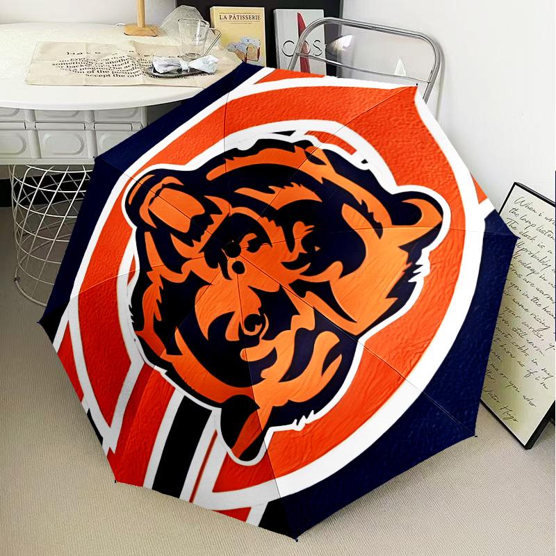 Зонт с логотипом Chicago Bears Складной зонт, автоматический зонт 8 спиц для путешествий, кемпинга Подарок на Хэллоуин, Рождество