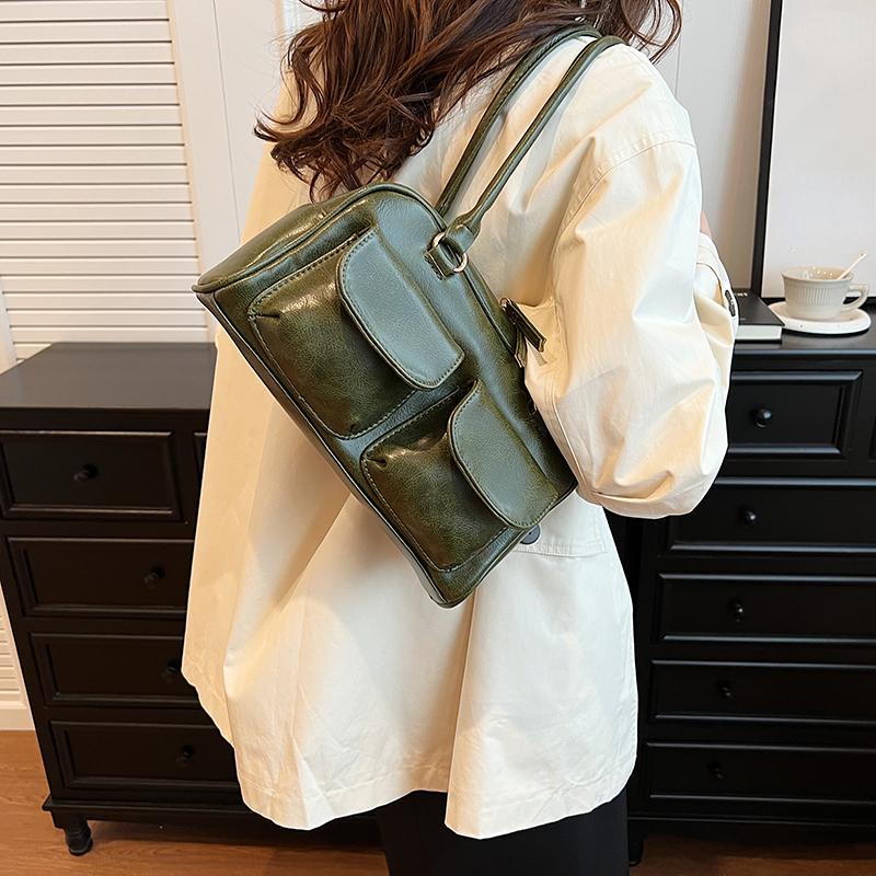 Маленькие сумки на плечо с двойными карманами для женщин, новинка 2024 года, модный тренд, дизайнерская сумка подмышками, женские сумки и кошельки