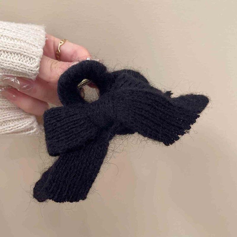 1pc Knitted Butterfly Knot Hair Grab Set for Autumn Winter Plush Texture Multi Color Series Full Shape Strong Grip Daily Curling