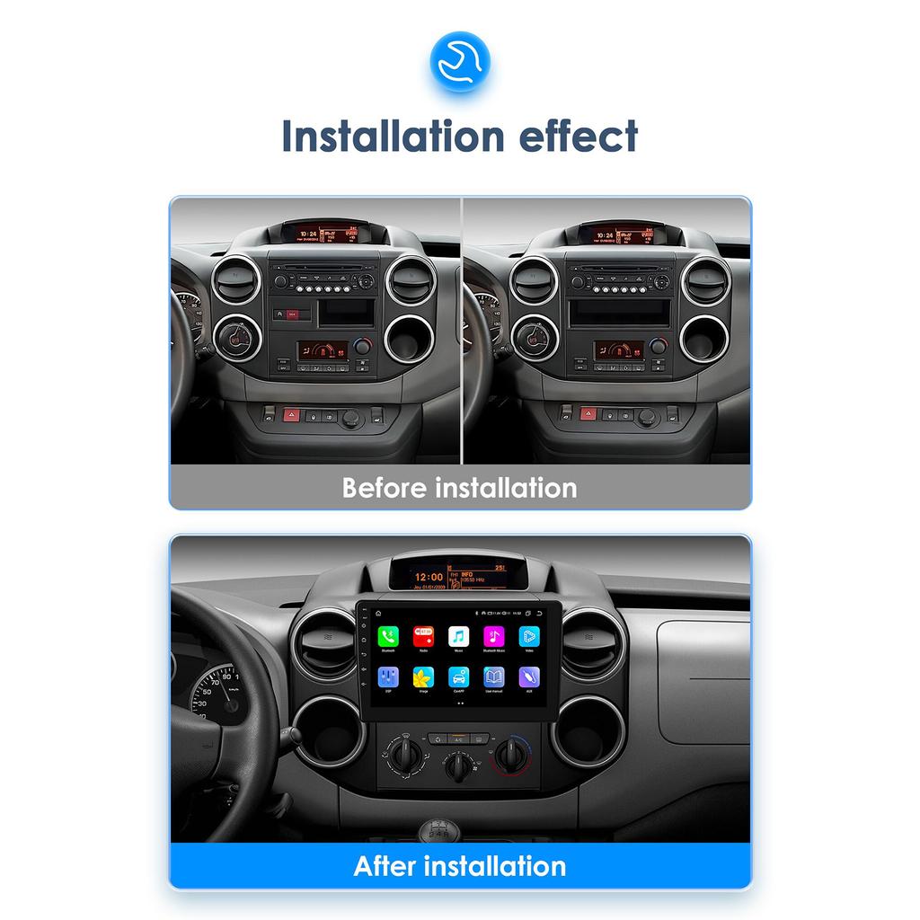 OSSURET Citroen Berlingo B9 Peugeot Partner 2008-2019 Автомобильный Радиоприемник Мультимедиа Навигация GPS 2 Din Android 13 Автомагнитола CarPlay Стерео Интеллектуальный Экран