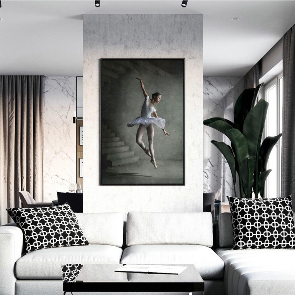 Ballerina Dancer Figure Canvas Paintings On the Wall Art Modern Inspirational Posters and Prints Black and White Ballet Art Pictures Wall Decoration